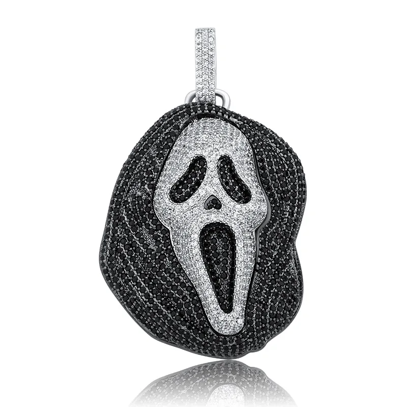 Halloween Europe and the United States popular ghost ghost hip hop pendant full of zircon necklace sweater accessories