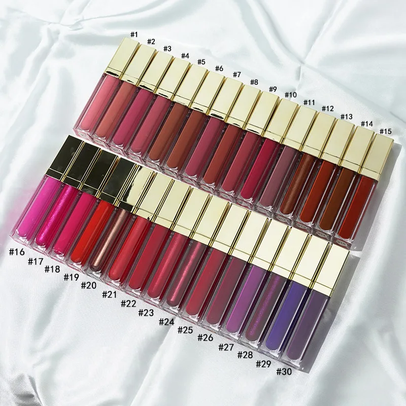 Wholesale lip tint 44 colors gold tube waterproof lipstick without logo customization liquid matte lipstick