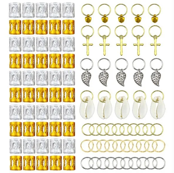 Hair Jewelry Aluminum Dreadlocks Braid Rings Adjustable Metal Cuffs Beads Braiding Hair Decorations