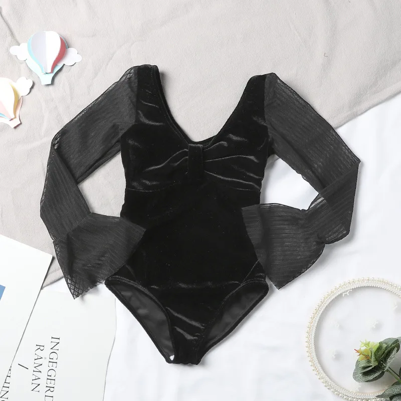 
or62225b Sunscreen long sleeve children swimwear cute gauzy baby girls bikini 