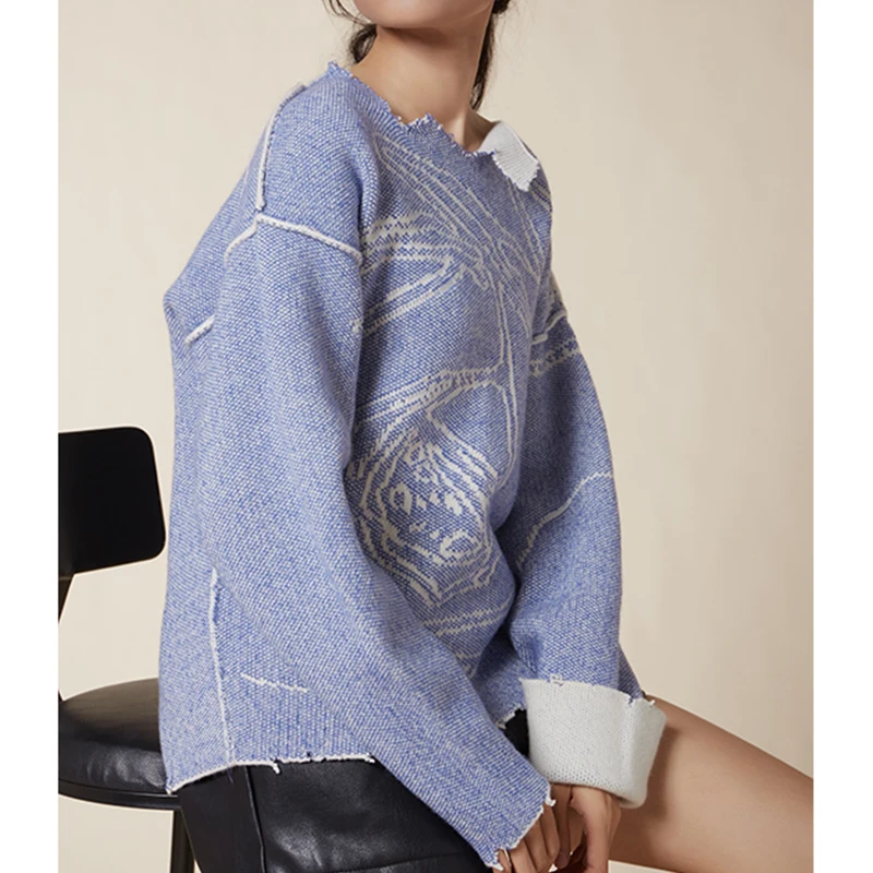 
Amzon Supplier Spring Woman Cashmere Sweater Girls Baggy Knit Pullover Crewneck Sweater For Mujer 