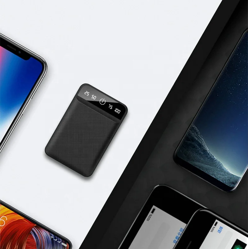 Portable LED Screen Mirror Face USB Fast Charge Power Bank Wallet Mini Pocket 10000mAh Battery Power Bank For Cell Phones