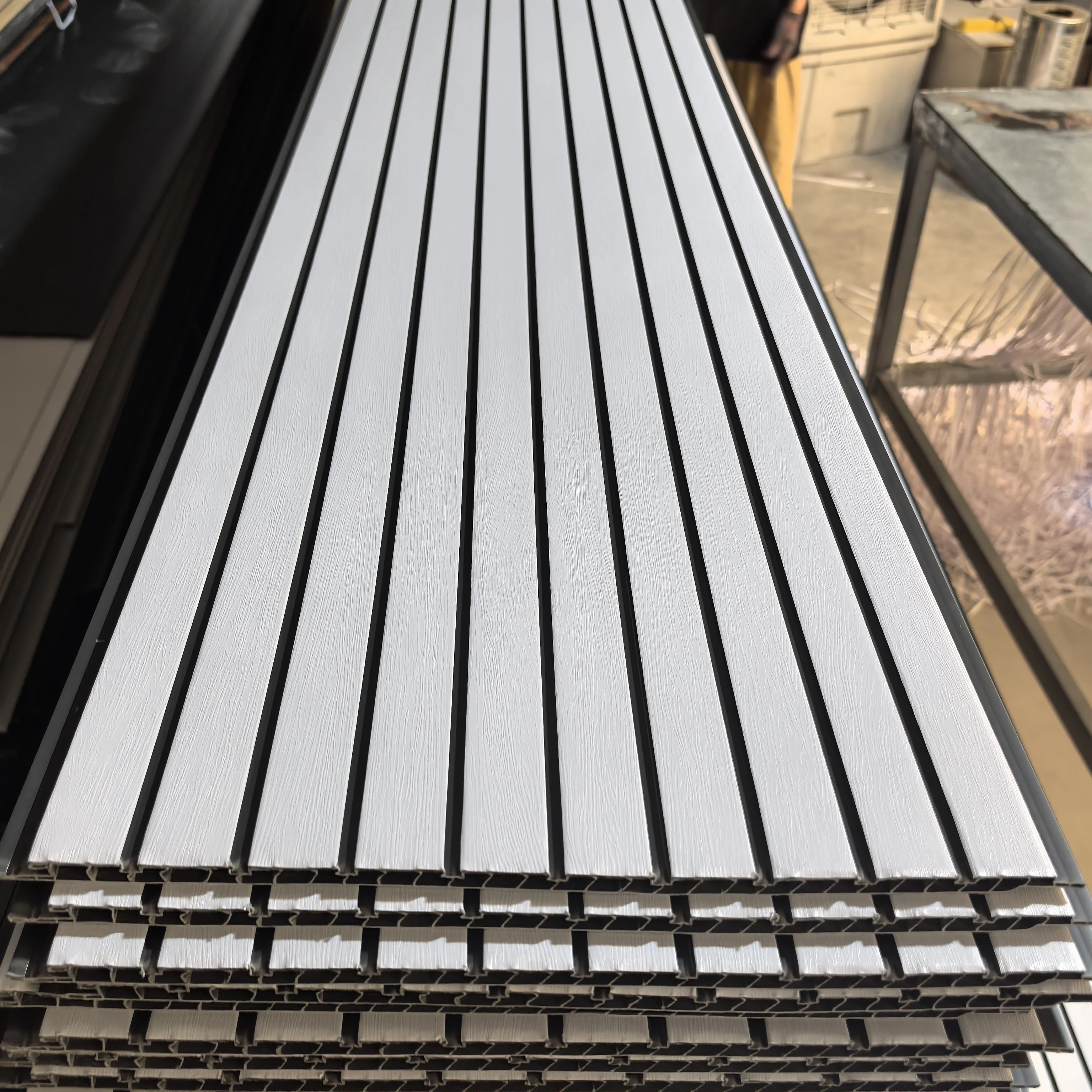 China Factory Price PVC Fluted Wall Panel Wood Brown Groove Cladding Sheet For Interior Decoration