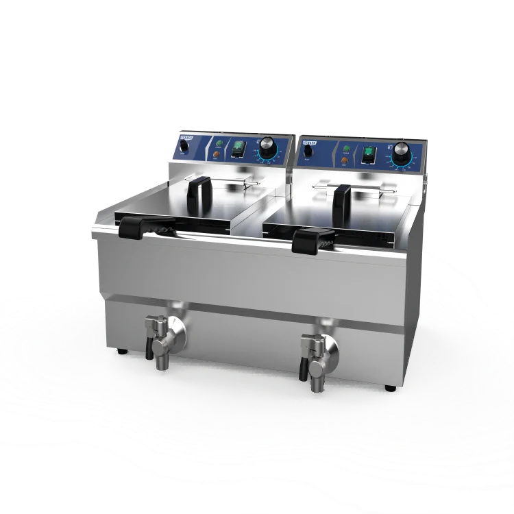 Customizable Best Quality 10L+10L Double Tanks Commercial Catering Counter Top Deep Fryer with Hood