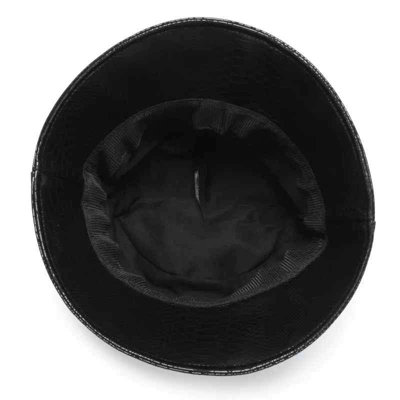 Unisex spring wide brim wholesale designer Alligator pattern leather bucket hats for adults