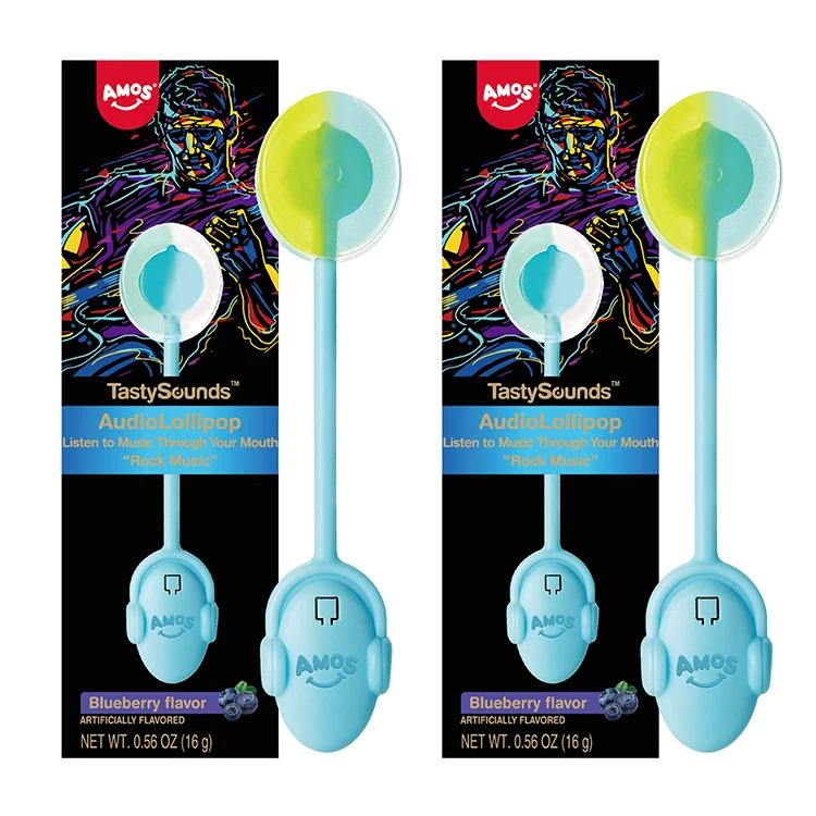 Amos Fruit Custom Flavors Hard Candy Hot Sale Novelty Music Lollipop Toy Sweet