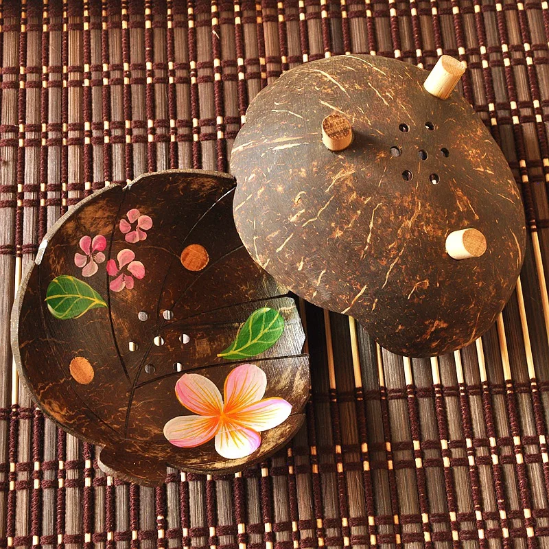 Creative Soap Dish Coconut Shell Flower Pattern, Handmade Lovely Leaf Cartoon Shapes Soap Dispenser Holder