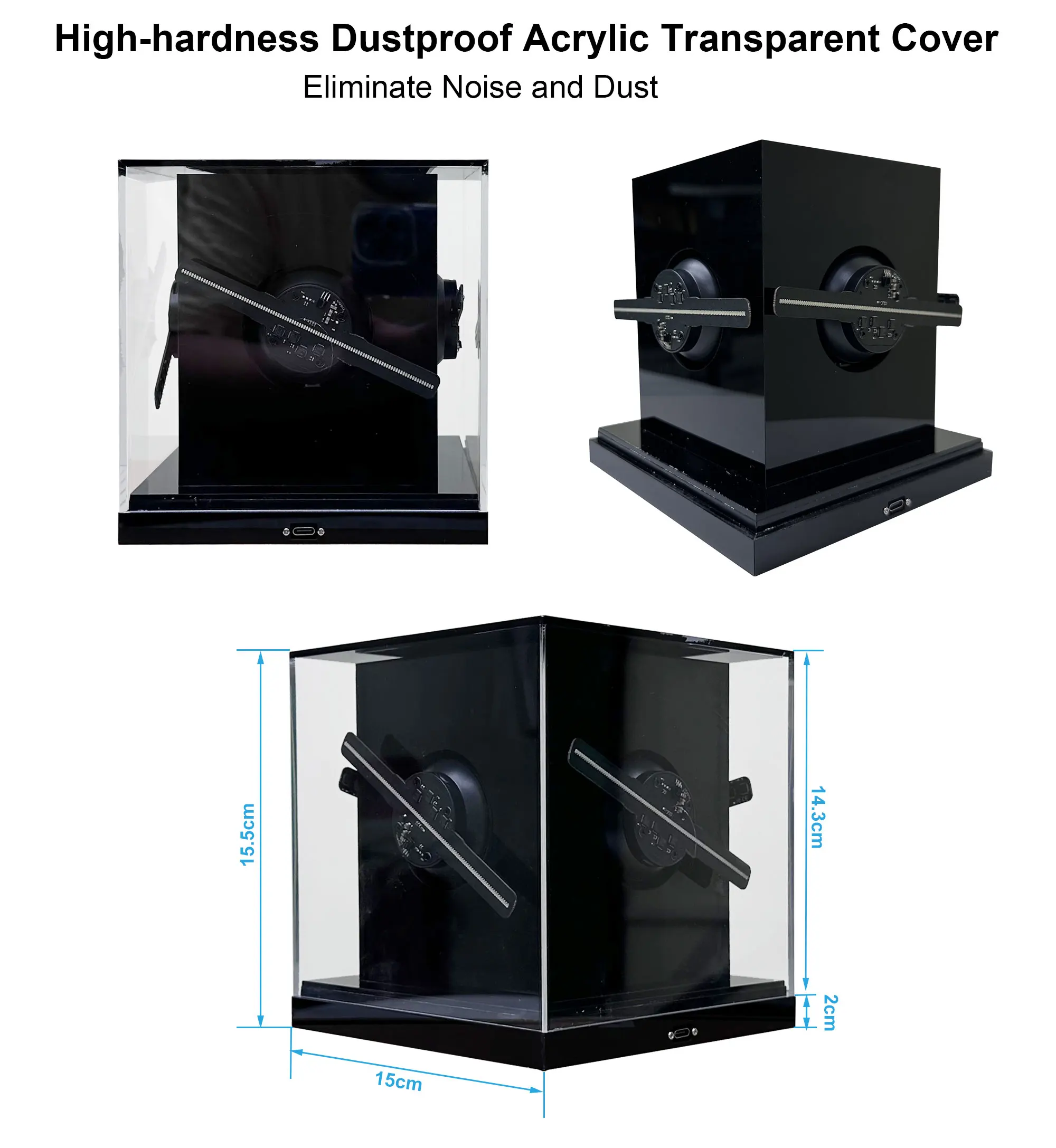 New Two blades*4 Hologram Fan Screen Synchronization Holographic Fan App Control Hologram Projector With Acrylic Display Case