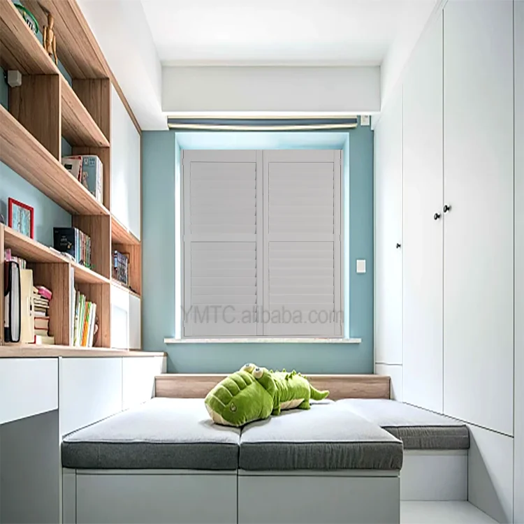 luxury customize wood window shutters waterproof PVC faux wood outdoor plantation window blinds