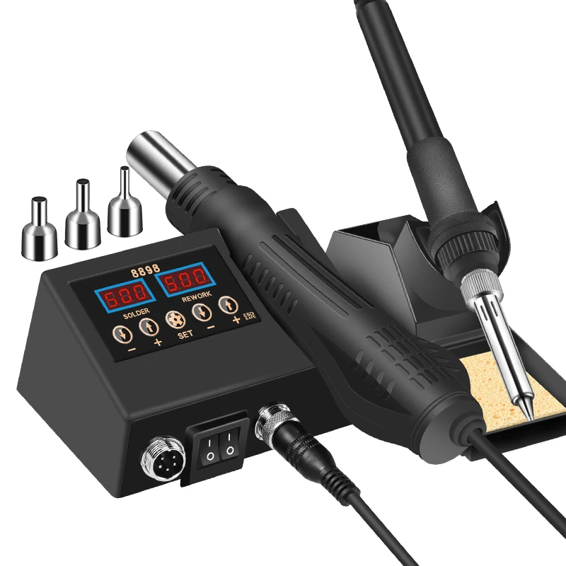 Hot Selling 2 In 1 Hot Air SMD Rework Soldering Iron Station 60W Fast Heating Mobile Phone Welding Repair Soldering Station