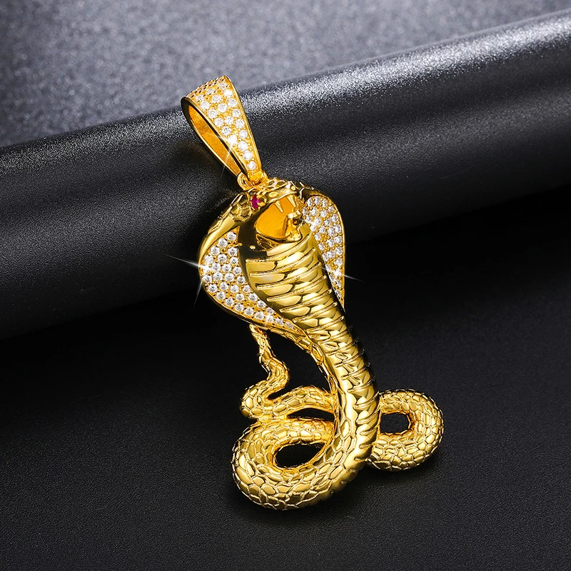 Hot sale Cobra Pendant Hip Hop Jewelry Gold Plated 925 Sterling Silver VVS Moissanite Iced Out Pendant necklace