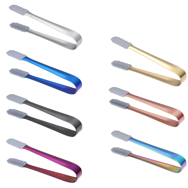 Wedding Party Sweet Candy Food Clip Cube Sugar Tongs Stainless Steel Ice Tongs With Silicone Tip