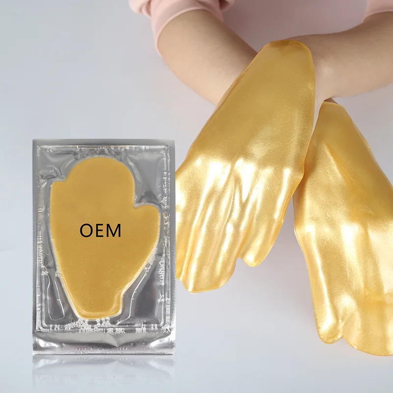 2022 OEM Nourishing whitening jelly hydrating anti-wrinkle 24k gold crystal collagen hand mask