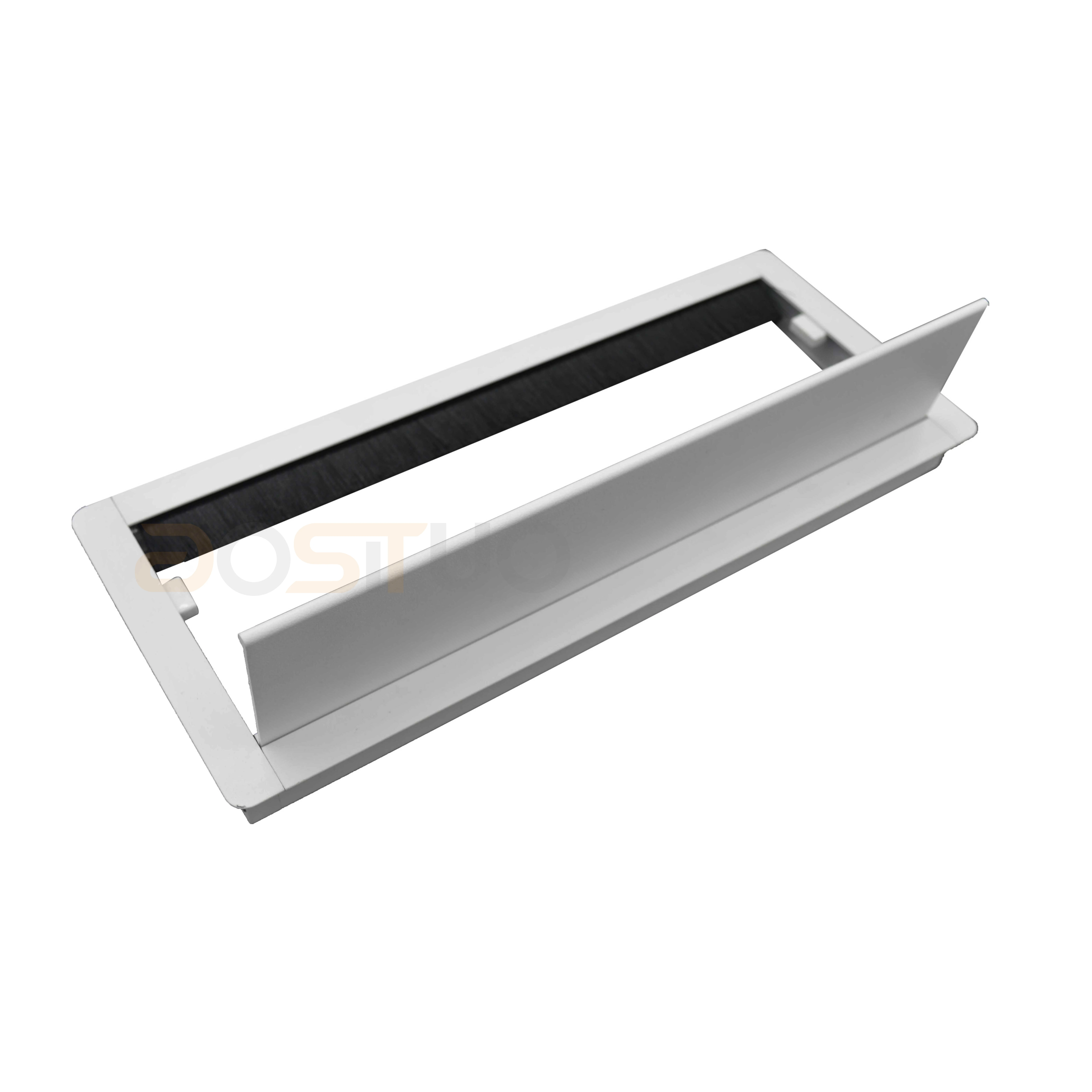 300/400/500mm Aluminum Soft Closing Cable Grommet Tabletop Management Wire Box Computer Desk Hole Cover Flip Up Box With Brush