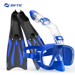 SKTIC Swim Front Swimming Universal Mascara Snorkeling Equipment Diving Mask Set Silicone Anti Fog Full Face Snorkel Mask