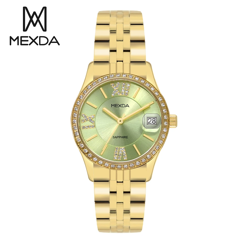 Mexda High Quality Elegant Luxury Diamond Watch for Ladies Stainless Steel case Waterproof Sapphire Crystal Orologio