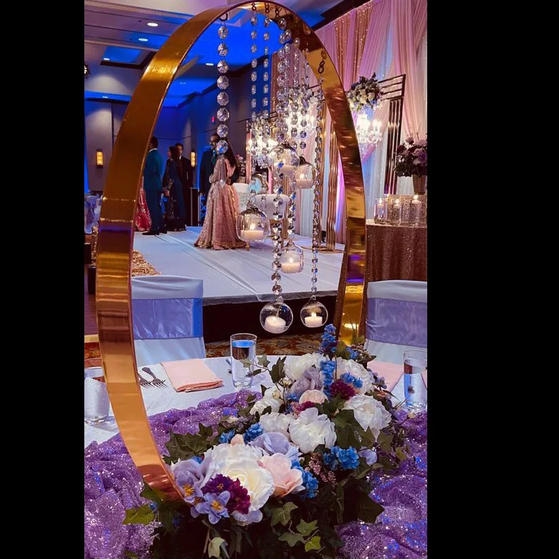 ZT-354  Wholesale hanging candle holders lighted flower gold hoop round stand for chandelier wedding centerpieces