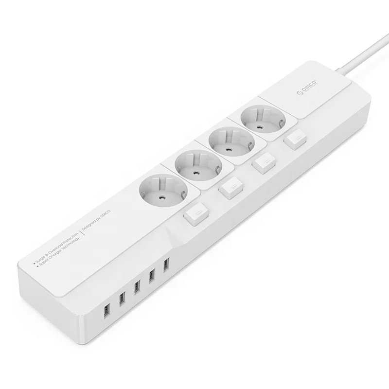 ORICO 4 AC Outlet 5 USB Port Surge Protector Smart Plug Extension Socket EU OSJ-4A5U-EU