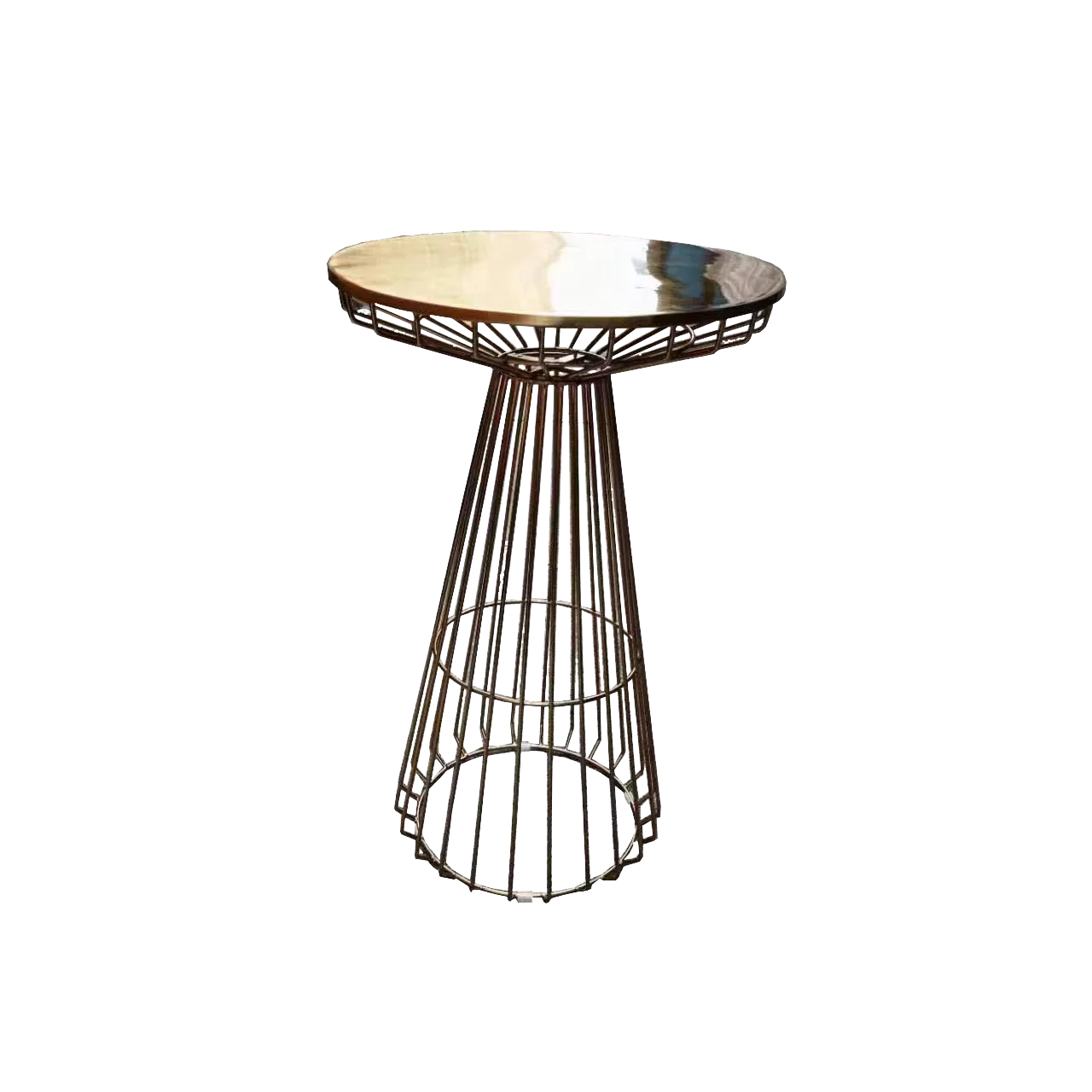 Wholesale High Quality round gold cocktail table gold metal glass wire bar table for wedding banquet tables outdoors Furniture