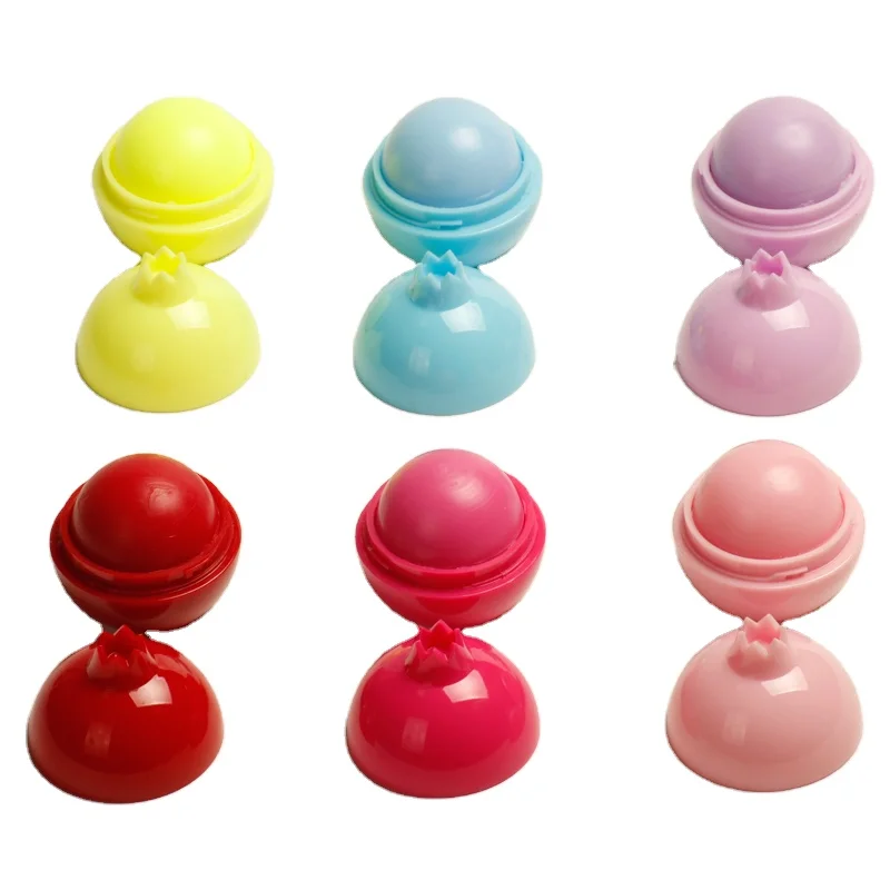 Ready To Ship 6 color Cute Organic Fruit Honey beeswax lip balm Round private label Hydrating Lip Balm ball natural custom logo
