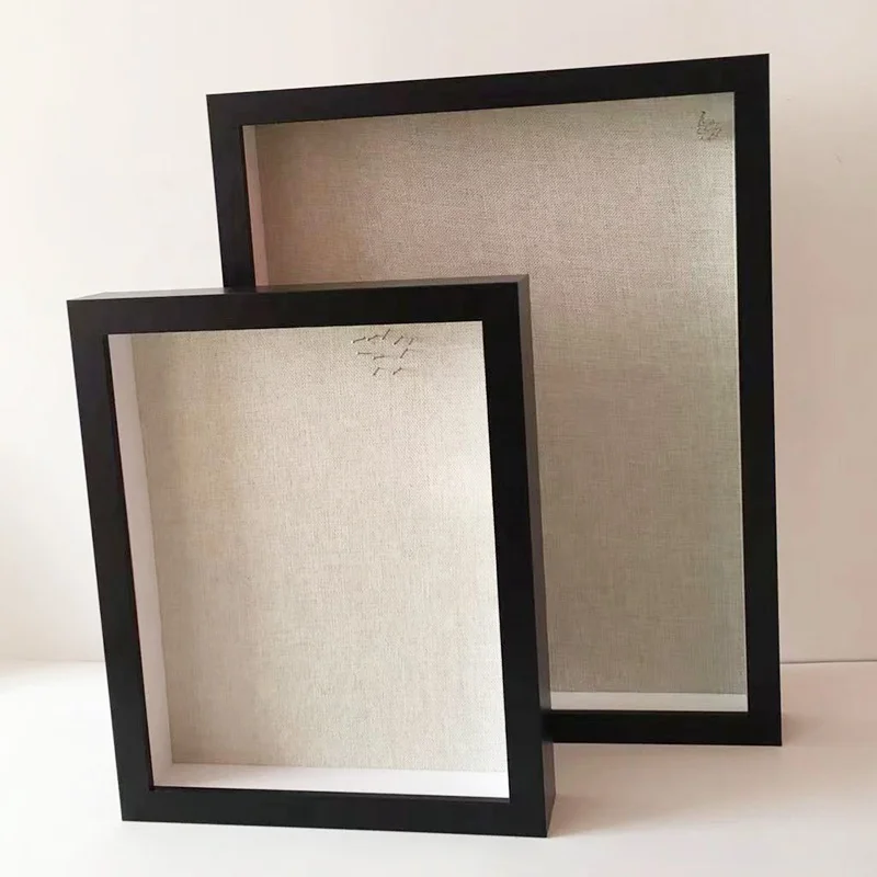Белый черный натуральный деревянный теневой ящик витрина Глубокая Деревянная и стеклянная рамка 11x14 с льняной доской