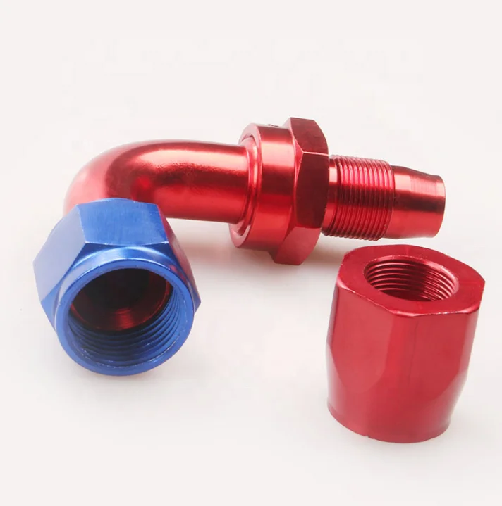 Haofa Aluminum Fitting Swivel Hose Ends Blau/Rot eloxiert Dash 6 8 10 / -6 -8 -10 AN / JIC 6 8 10 Anschluss 45 90 Degree