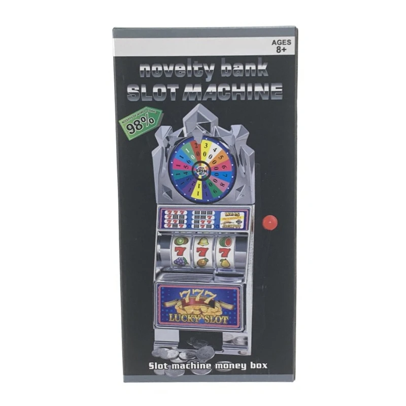 Lucky Sevens Jumbo Slot Machine Casino Toy Piggy Bank Jumping Flash Light Jackpot Sound Entertainment GLOBAL COIN COMPATIBILITY