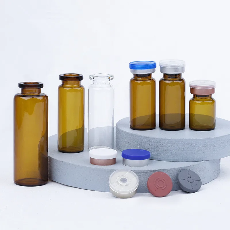 Wholesale 5ml 10ml amber glass vials with septa screw cap lyophilized powder bottle glass vial rubber stopper