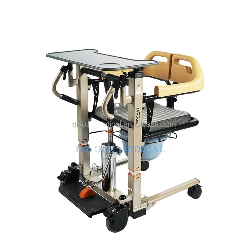 Health Care Supplies Hydraulic Patient Transfer Lift Chair With Commode Shower For Elderly