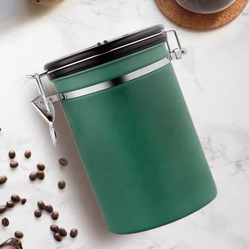 
Stainless Steel Coffee Canister With One Way Degassing Valve and Date Compass for 500grams coffee 