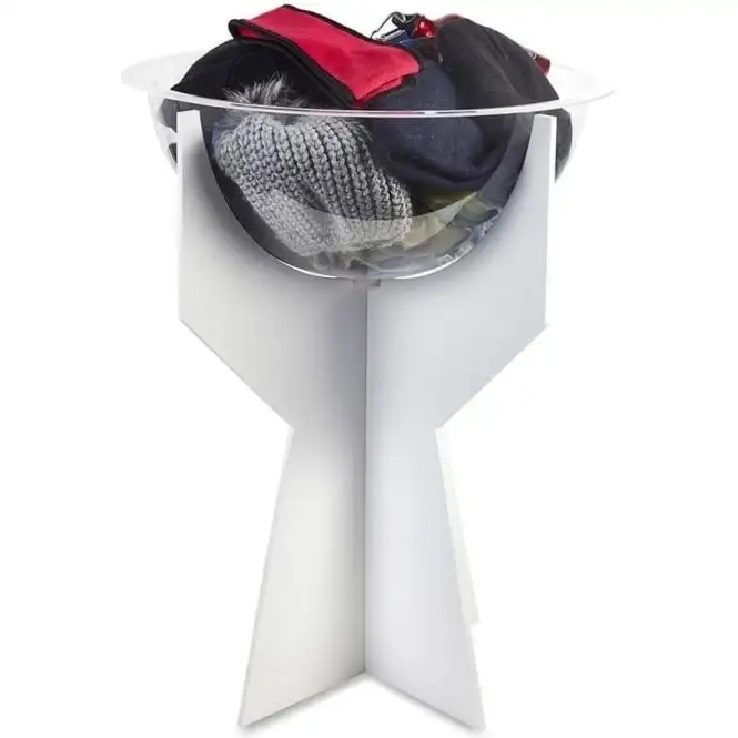 Custom Half Sphere Clear Retail Dump Bin Display Acrylic Dump Bin with White Base for Promotion,Fishbowl Dump Bin