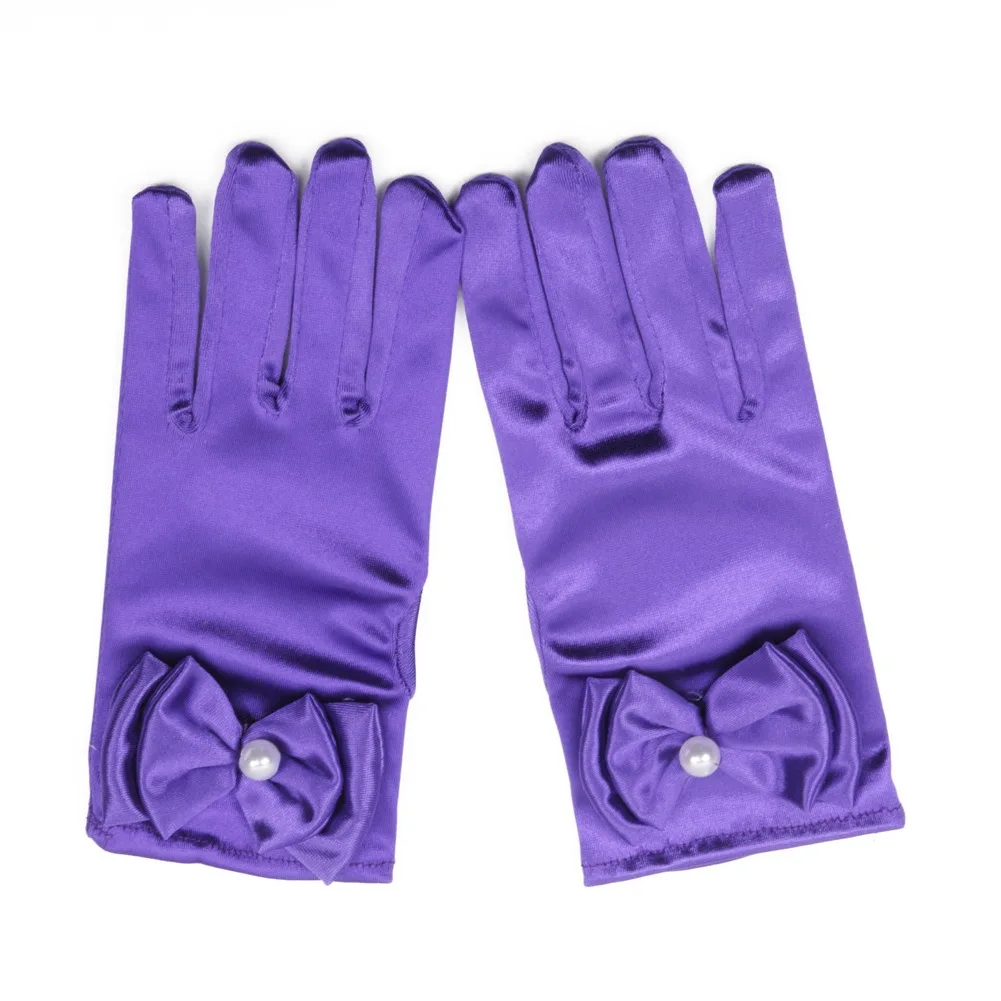 Elbow Princess Gloves Wedding Princess Dress Up Bows Gloves Long Formal Girls Bowknot Satin Short Gloves For Kids Party