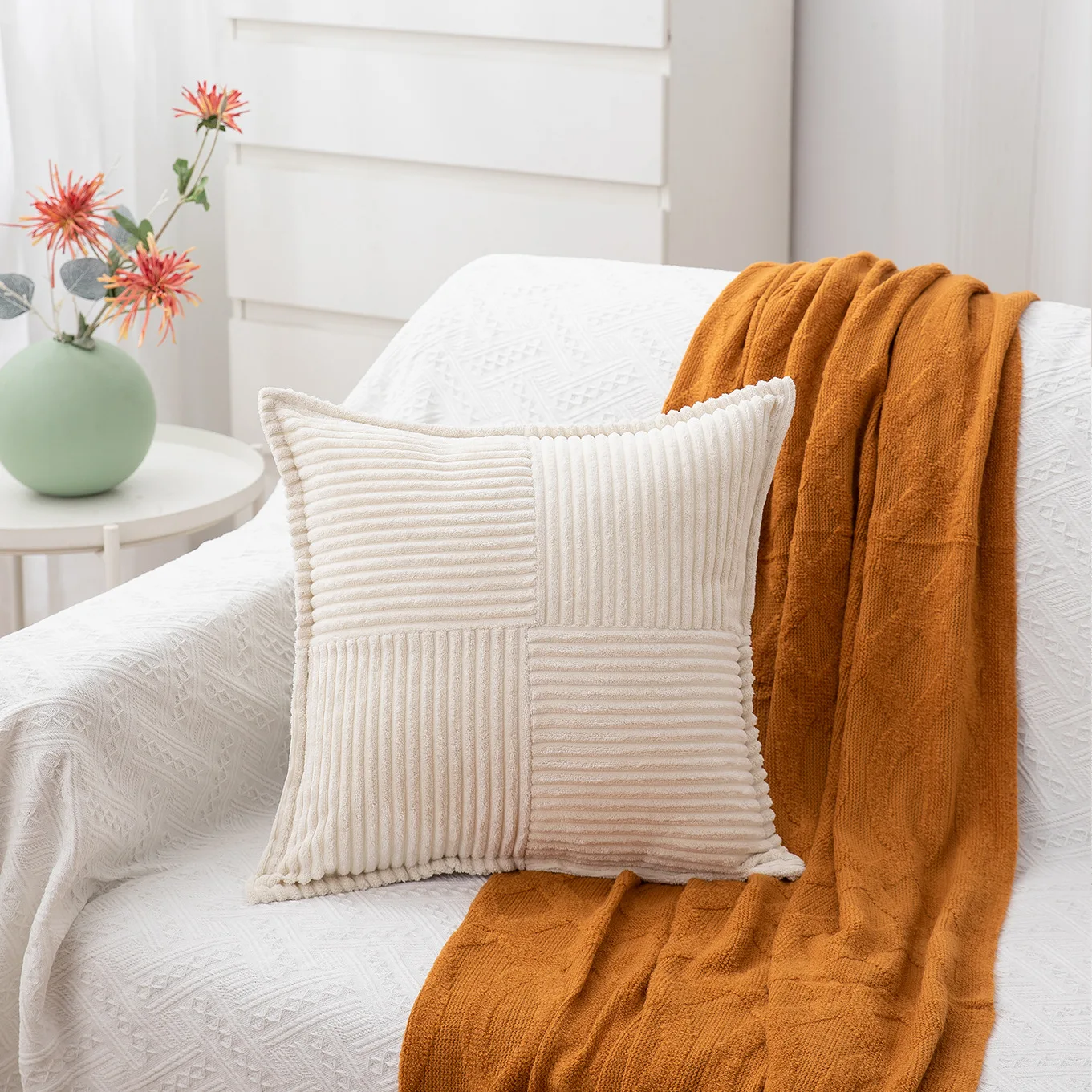 Вышивка крестом Лоскутная Вельветовая квадратная наволочка для дивана и украшения спальни