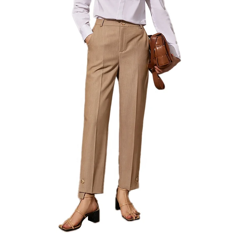 MANNI Minimalism S/S 22 Women Suit Pants Official Lady Straight Ankle-Length Trousers for women