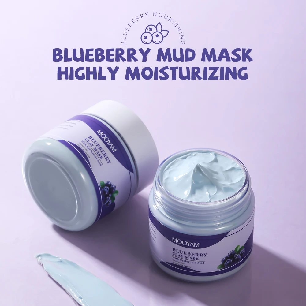 Private Label Australian Custom Moisturizing Brighten Hydrating Facial Face Mud Mask Blueberry Blue Clay Mask