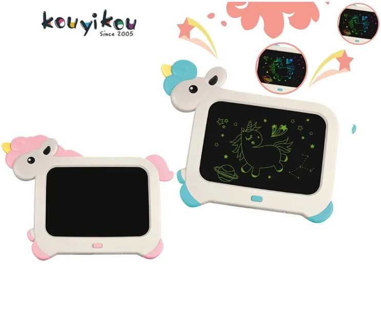 Kouyikou manufacturer customization 8.5 inch unicorn LCD writing painting tablets set educational drawing toy for children