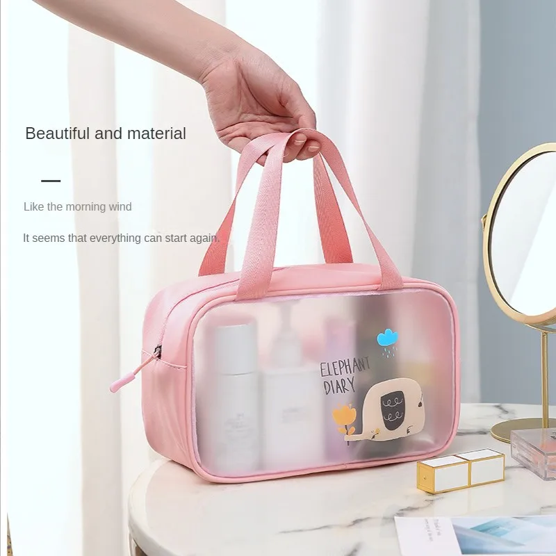 Medium size cartoon PVC cosmetic bag, transparent wash bag, swimming storage bag