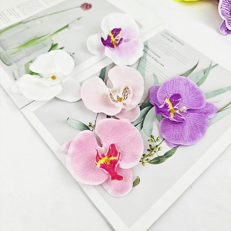Artificial orchid petals flowers  real touch phalaenopsis butterfly flower head for DIY craft home wedding party decorations