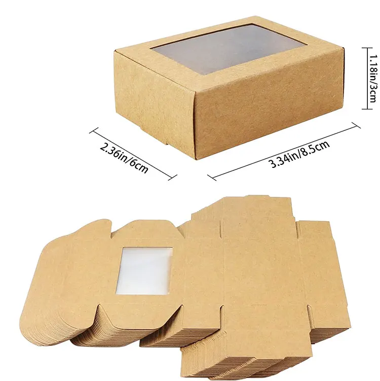 Custom Size Kraft Paper Candy Macarone Packing Box With Clear Window