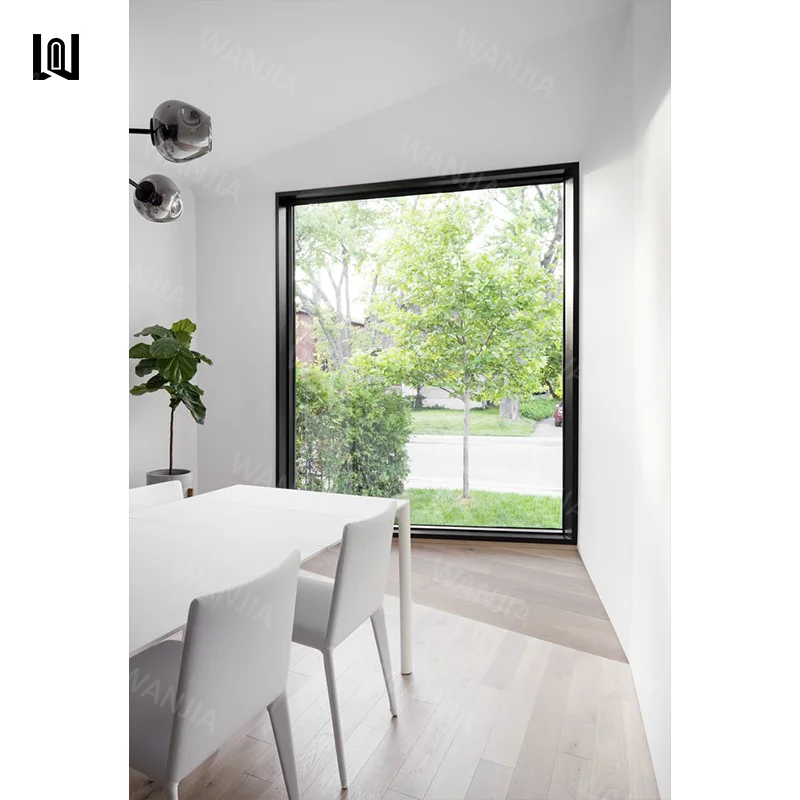 WANJIA Minimalist Design Living Room Heavy Duty Picture Window Custom Soundproof Aluminum Window Custom Glass Fixed Window