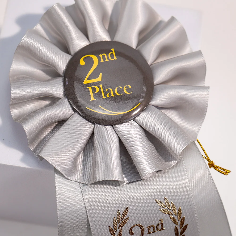 High quality make polyester mvp rosette award ribbon
