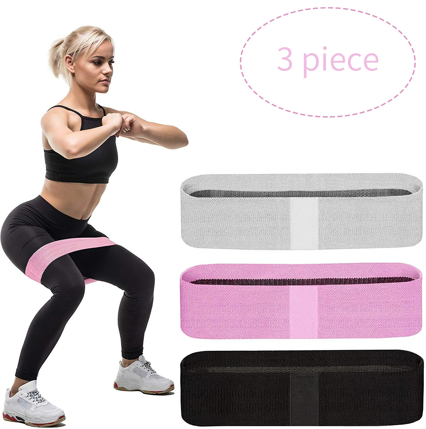 
High quality elastic hip circle resistance bands fabric band set for strength training home fitness bands 