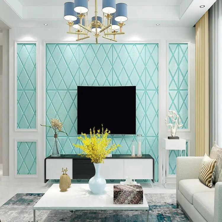 3D embossed modern house art 3D wall panels,green removable wallpaper