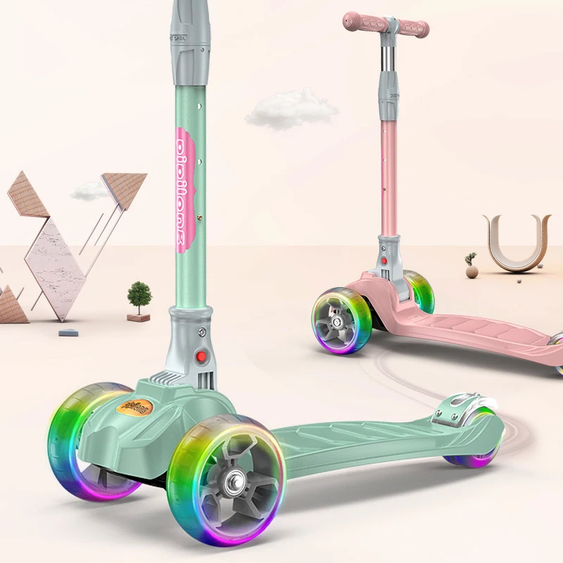 
Top quality ABS big flash wheel 4 cm widen kick kids scooter with height adjustable 