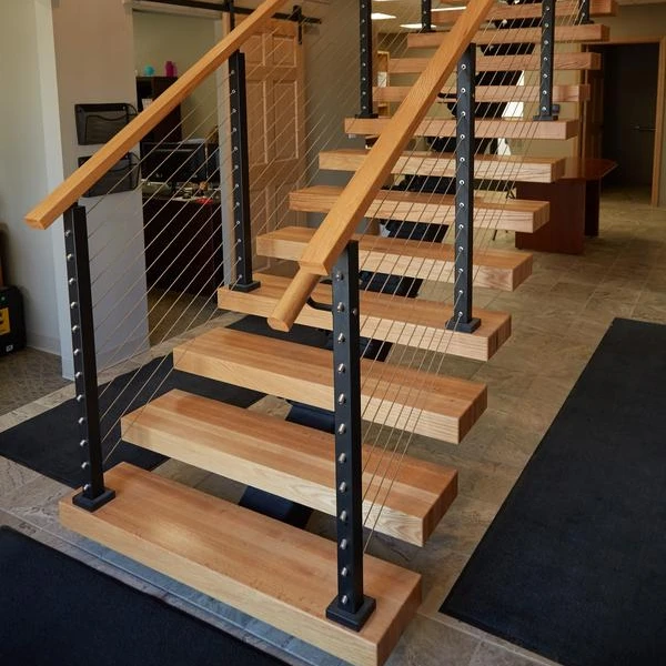 Modern Straight Staircase House Apartment Remodeling Indoor Wooden