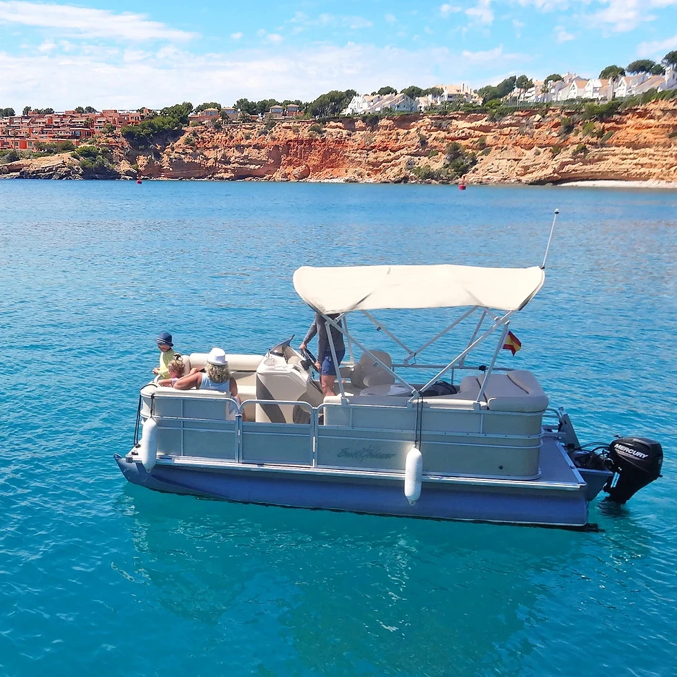 25ft 7.5m CE certified Allsea Factory Wholesale Customized OEM&ODM Floating Sofa Furniture Bimini Aluminum Pontoon Boat for sale