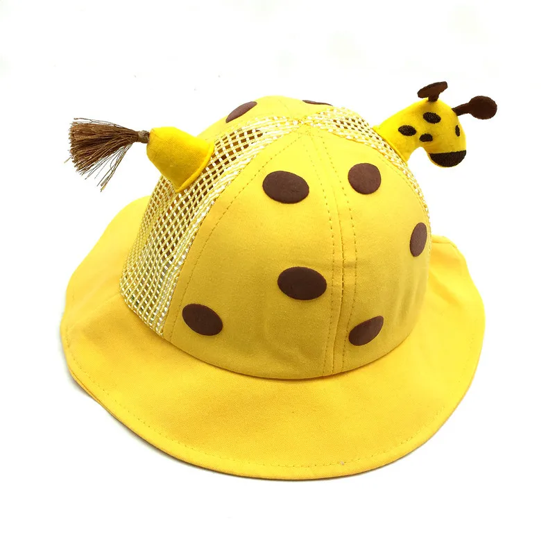 Girls Boys Cute Animal Bucket Hat Spring Summer Giraffe Embroidered Fisherman Sun Protective Hat Kids Cotton Mesh Bucket Hat