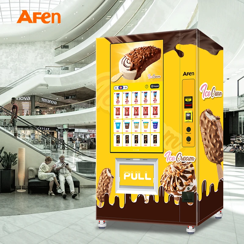 Afen Cooling System Frozen Vending Machine Dumpling Meat Ice Cream Milk Vending Machine With Coin Cashless Payment system