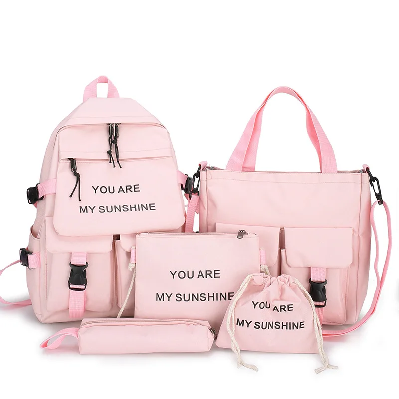 Wholesale Children Backpack Girl Cute College 5-piece Set Backpack School Bag School Backpack Set