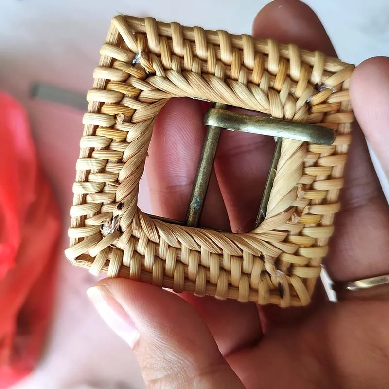 inner diameter 2.5cm handmade real bamboo braided buckle rattan buckle